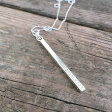 Silver Bar Necklace—Sterling Silver Stamped Pendant—Name Necklace—Mothers Necklace—Kinetic Pendant—Meditation Jewellery—Made-to-Order