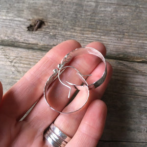 Hammered Silver Hoop Earrings—Approximately 1 to 1.25" Diameter—Wide Hammered Sterling Silver Everyday Hoop Earrings—Ready-to-Ship