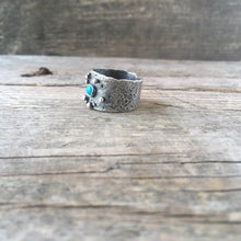 Recycled Silver Ring—US 8.25—Phoenix Ring XIII—Scrappy Recycled Ring—Fused Sterling Silver Ring with Turquoise—Ready-to-Ship