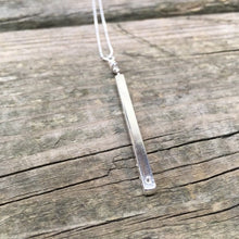 Silver Bar Necklace—Sterling Silver Stamped Pendant—Fidget Necklace—Kinetic Pendant—Meditation Jewellery—Ready-to-Ship