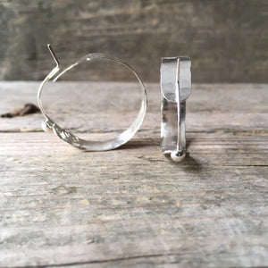 Hammered Silver Hoop Earrings—Approximately 1 to 1.25" Diameter—Wide Hammered Sterling Silver Everyday Hoop Earrings—Ready-to-Ship