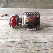 Two Stone Ring II—US 10.5—Carnelian and Jasper Multi Stone Ring—Huge Cocktail Ring—Open Band Ring—Ready-to-Ship