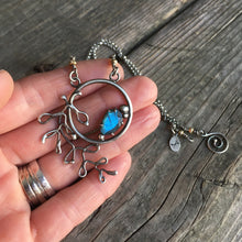 Botanical Labradorite Necklace—Sterling Silver Whimsical Leafy Necklace—Prong Setting—Ready-to-Ship