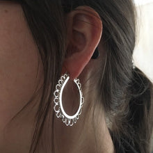 Silver Petal Hoops—Efflorescence Statement Earrings—1 5/8" Diameter Sterling Silver Post Hoop Earrings—Ready-to-Ship