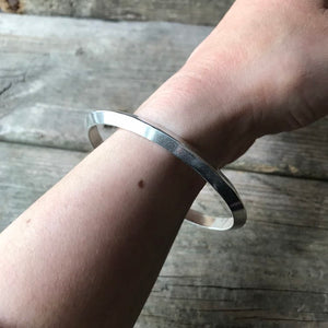 Carinated Silver Bangle—Triangular Sterling Silver Bangle Bracelet—Shiny Silver—Luxe Bangle Bracelet—Ready-to-Ship