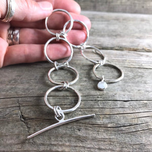 Silver Circle Linked Bracelet—Thick Hammered Sterling Silver Circles—Linked Bracelet—Ready-to-Ship