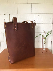 Caramel Leather Tote—Hand Stitched—Saddle Stitched—Market Tote—Every Day Purse—Luxe Bag—Alberta Bark Latigo—Ready-to-Ship