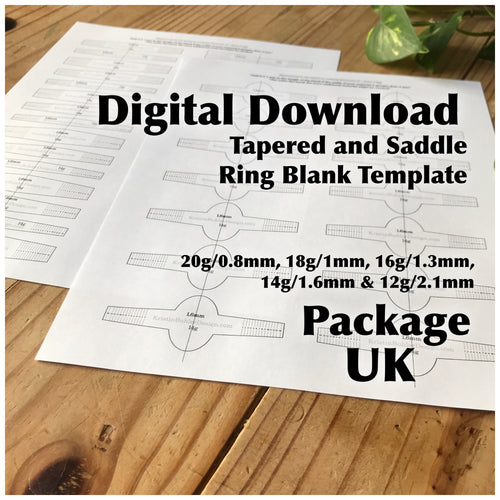 Ring Blank Template PACKAGE—UK Sizes—Buy Four, Get One Free! —Metalsmith—Printable PDF Template Package—Digital Download