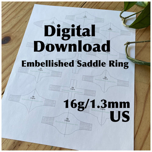 Ring Blank Template—US Sizes—16g/1.3mm—Embellished Saddle Ring—Metalsmith—Printable PDF Template—Digital Download
