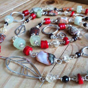 Wire Wrapped Gemstone Necklace with Handmade Components—Ready-to-Ship