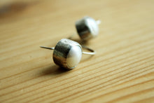 Rustic Pearl Earrings—Organic Bezel Set Fresh Water Pearl Earrings—Ready-to-Ship