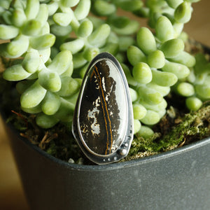 Jasper Statement Ring—US 7.5—Silver Leaf Jasper Ring—Fine Silver Accents—Ready-to-Ship