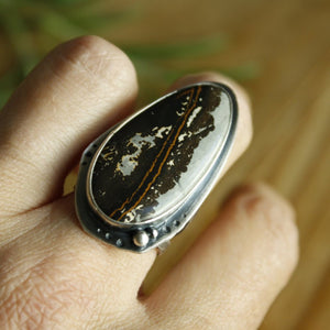 Jasper Statement Ring—US 7.5—Silver Leaf Jasper Ring—Fine Silver Accents—Ready-to-Ship