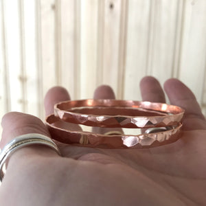 Copper Bangles, Thick, Hammered, made-to-order
