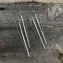 Sterling Silver Square Bar Earrings, 3 Inch