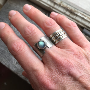 Smooth Blue Labradorite Ring, US 8.5, ready-to-ship