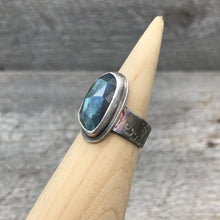 Blue Rosecut Labradorite Ring, US 8, ready-to-ship