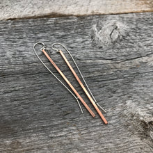 Copper Square Bar Earrings, 3 Inch