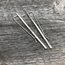 Sterling Silver Square Bar Earrings, 3 Inch