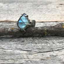 Kite Shaped Labradorite Ring, US 8.5, ready-to-ship