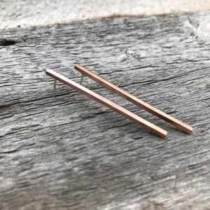 Copper Square Bar Earrings, 2 Inch