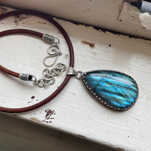 Striped Blue Labradorite Necklace, ready-to-ship