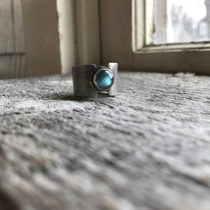 Smooth Blue Labradorite Ring, US 8.5, ready-to-ship