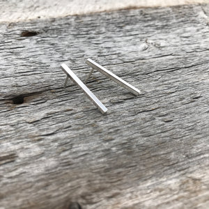 Sterling Silver Square Bar Earrings, 1 Inch