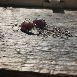 Grow Earrings, Burgundy Sapphire