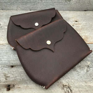 Dark Brown Leather Hand Stitched Pocket
