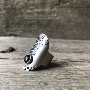 Garnet Saddle Ring, US 6.25, ready-to-ship