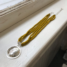 Mustard Yellow Czech Glass Necklace, ready-to-ship
