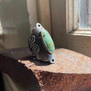 Turquoise Embellished Saddle Ring, US 8