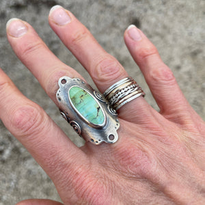 Turquoise Embellished Saddle Ring, US 8