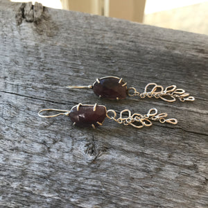 Grow Earrings, Burgundy Sapphire