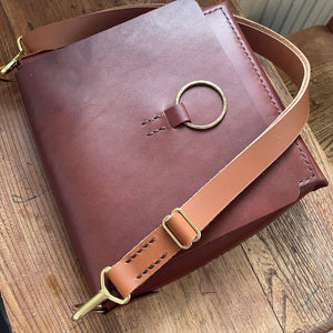 Small Brown Leather Crossbody Bag, ready-to-ship