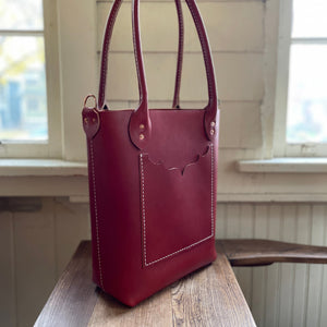 Red Leather Tote, ready-to-ship