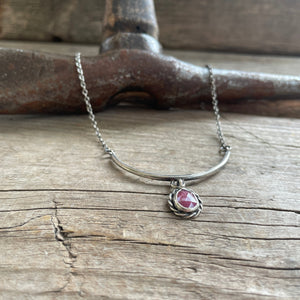 Silver and Pink Sapphire Necklace