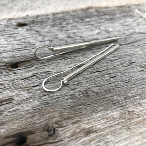 Sterling Silver Square Bar Earrings, 2 Inch