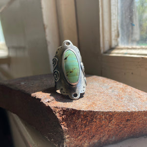Turquoise Embellished Saddle Ring, US 8